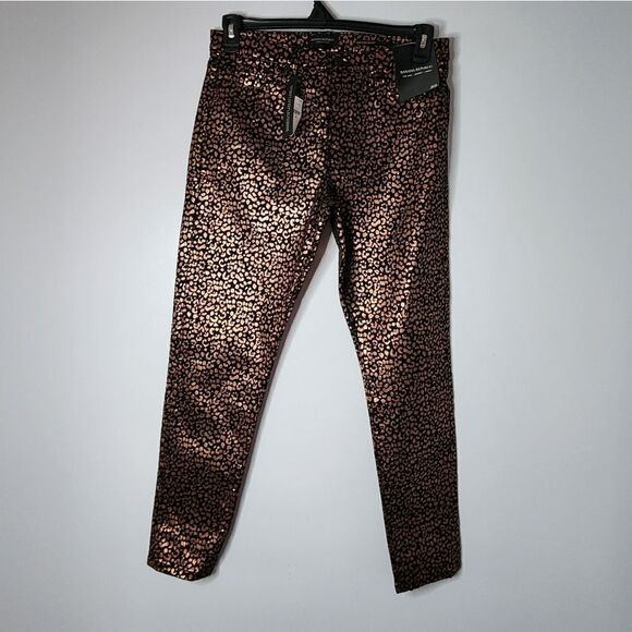 Banana Republic Skinny Jeans Womens Size 27 Leopard Metallic Mid Rise Ankle New - Picture 1 of 6